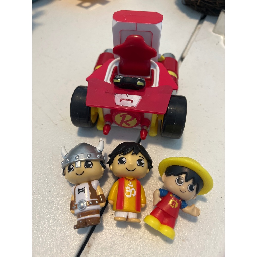 Ryan's World Red Race Car Vehicle and 3 Collectible Figures Viking Ryan Set